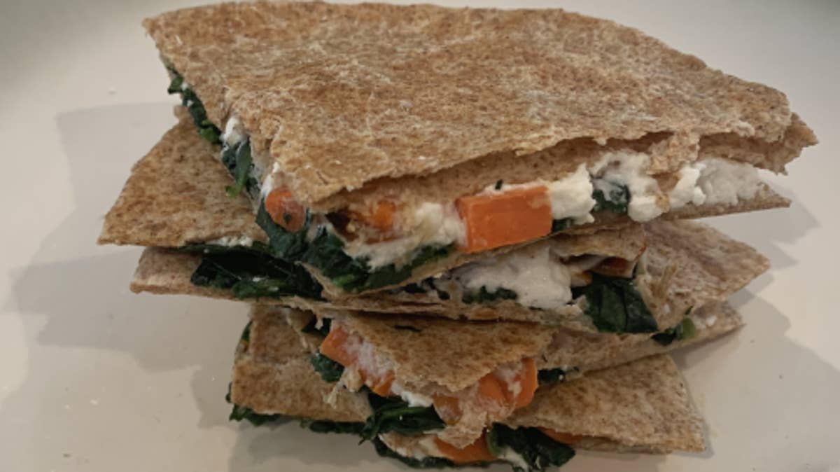 Roasted Carrot, Spinach And Goat Cheese Quesadilla