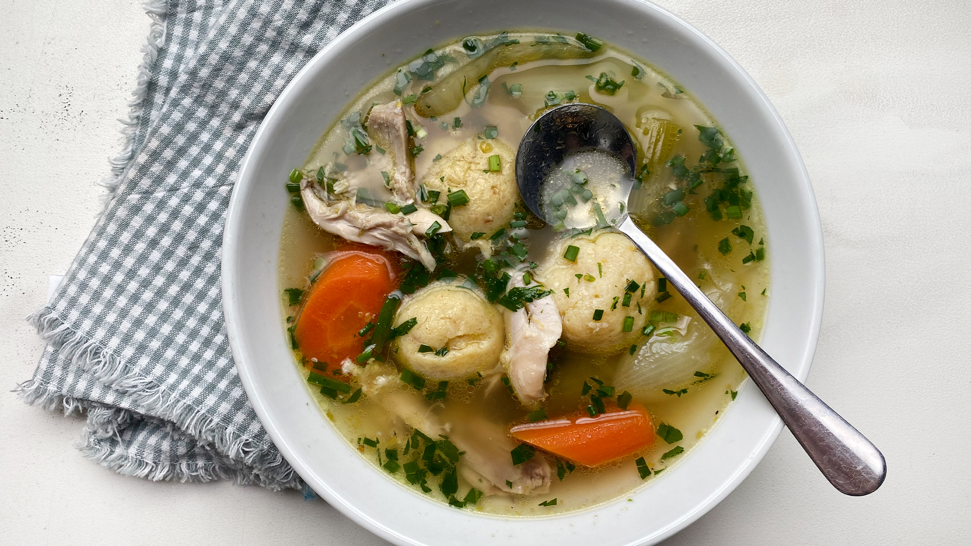 Hungry Couple: Creamy Chicken Soup with Herb Matzo Balls