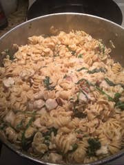 Day #2 of our KitchenAid Pasta-thon - Spinach Fusilli Alfredo : r