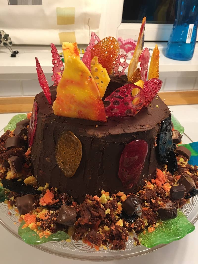 Volcano Cake With Dry Ice And Candy