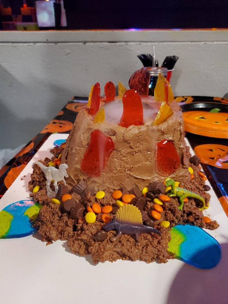 Volcano Cake With Dry Ice And Candy