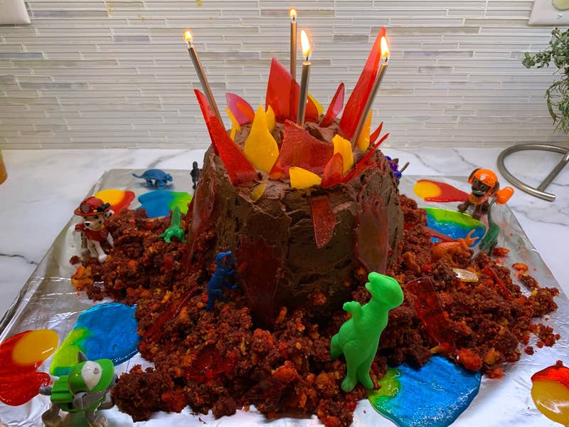 Volcano Cake With Dry Ice And Candy