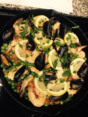 Made a seafood paella in my favorite 17” Lodge cast iron. : r/castiron