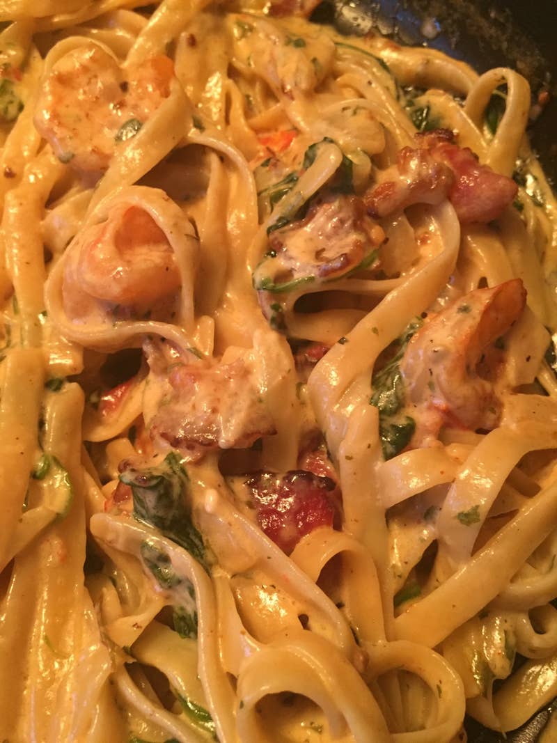 Shrimp Spinach Bacon Alfredo Recipe By Tasty