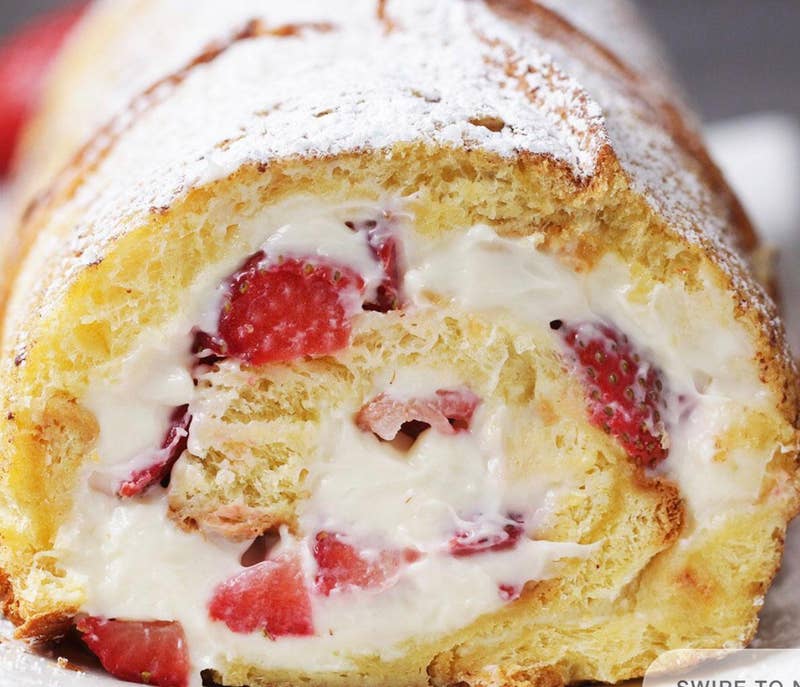 Strawberry Cheesecake French Toast Roll Recipe By Tasty