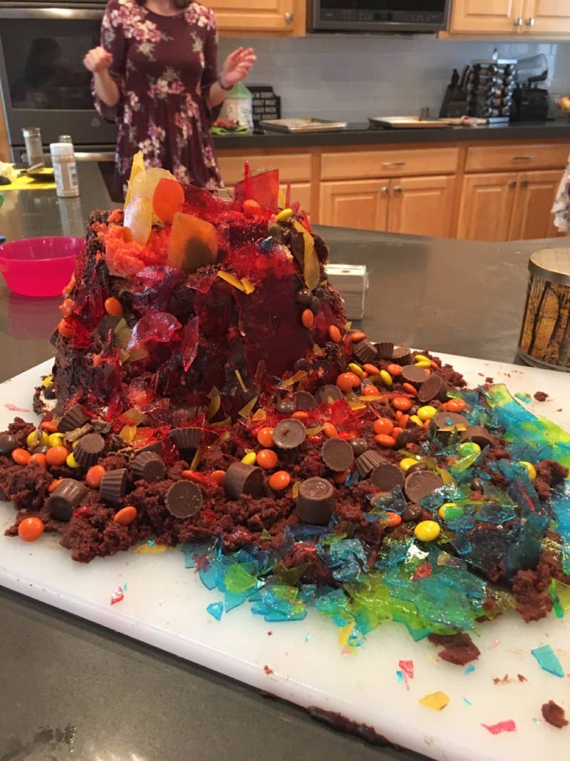 Volcano Cake With Dry Ice And Candy