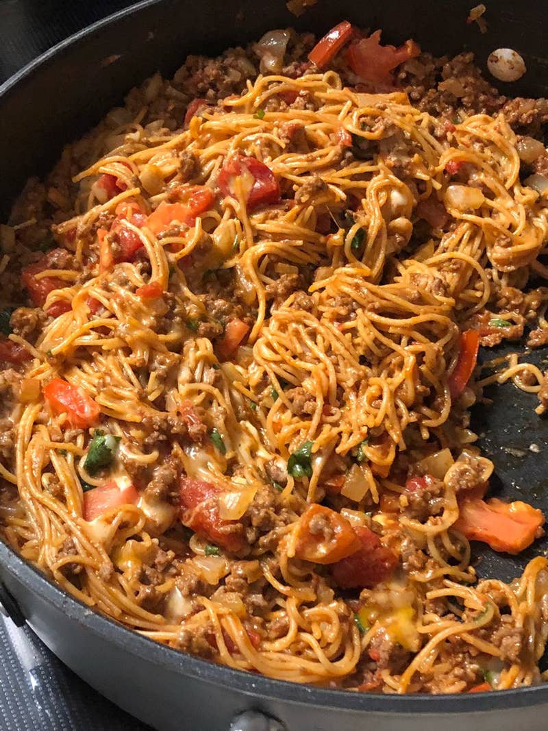 One Pot Taco Spaghetti Recipe By Tasty