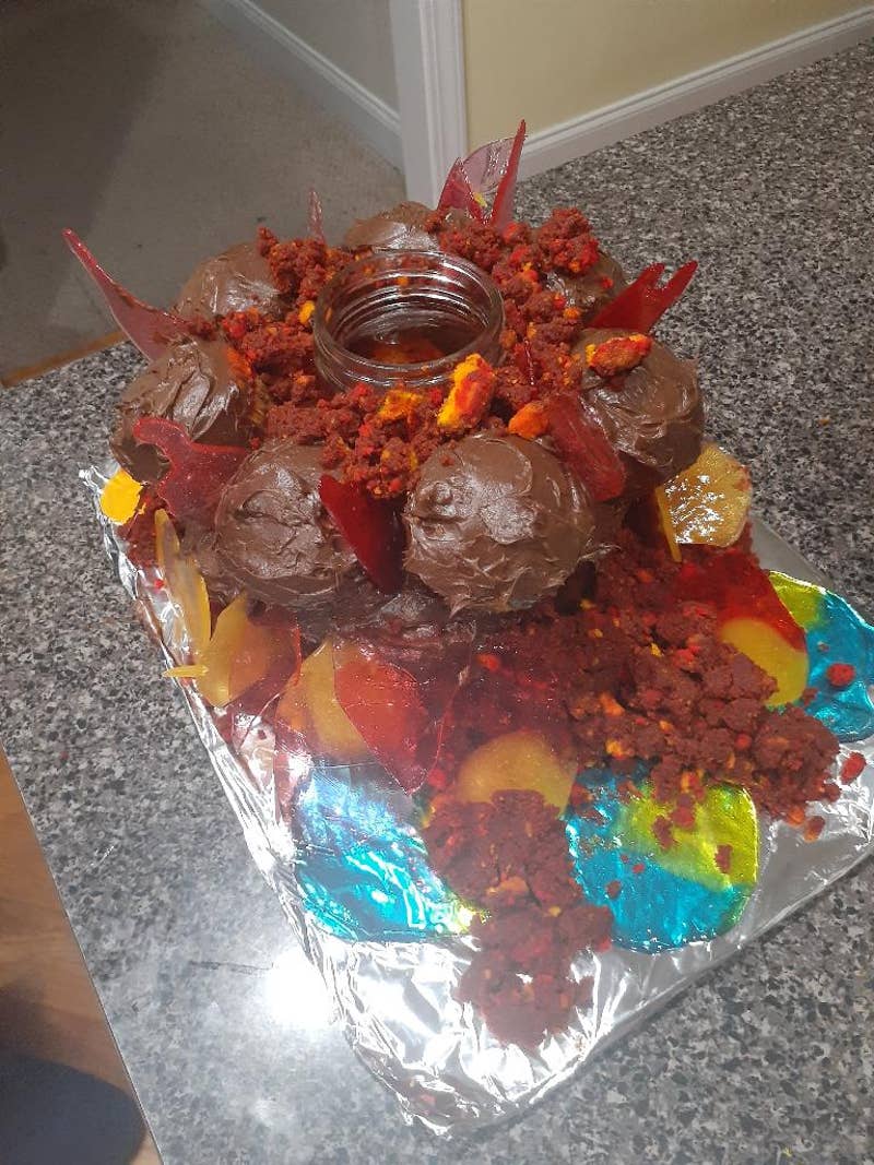 Volcano Cake With Dry Ice And Candy