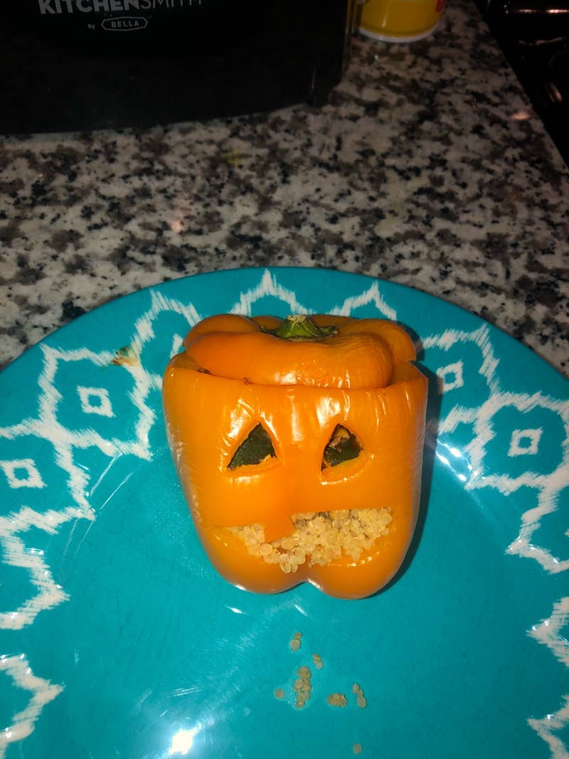 Turkey Zucchini Stuffed Jack O Lantern Bell Peppers Recipe By Tasty