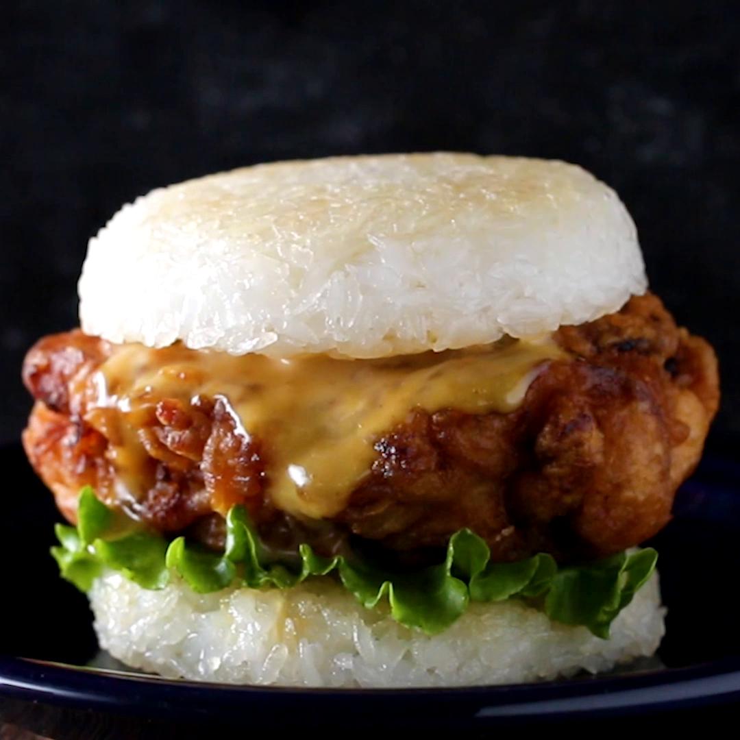 Japanese Style Fried Chicken Rice Burger Recipe By Maklano 