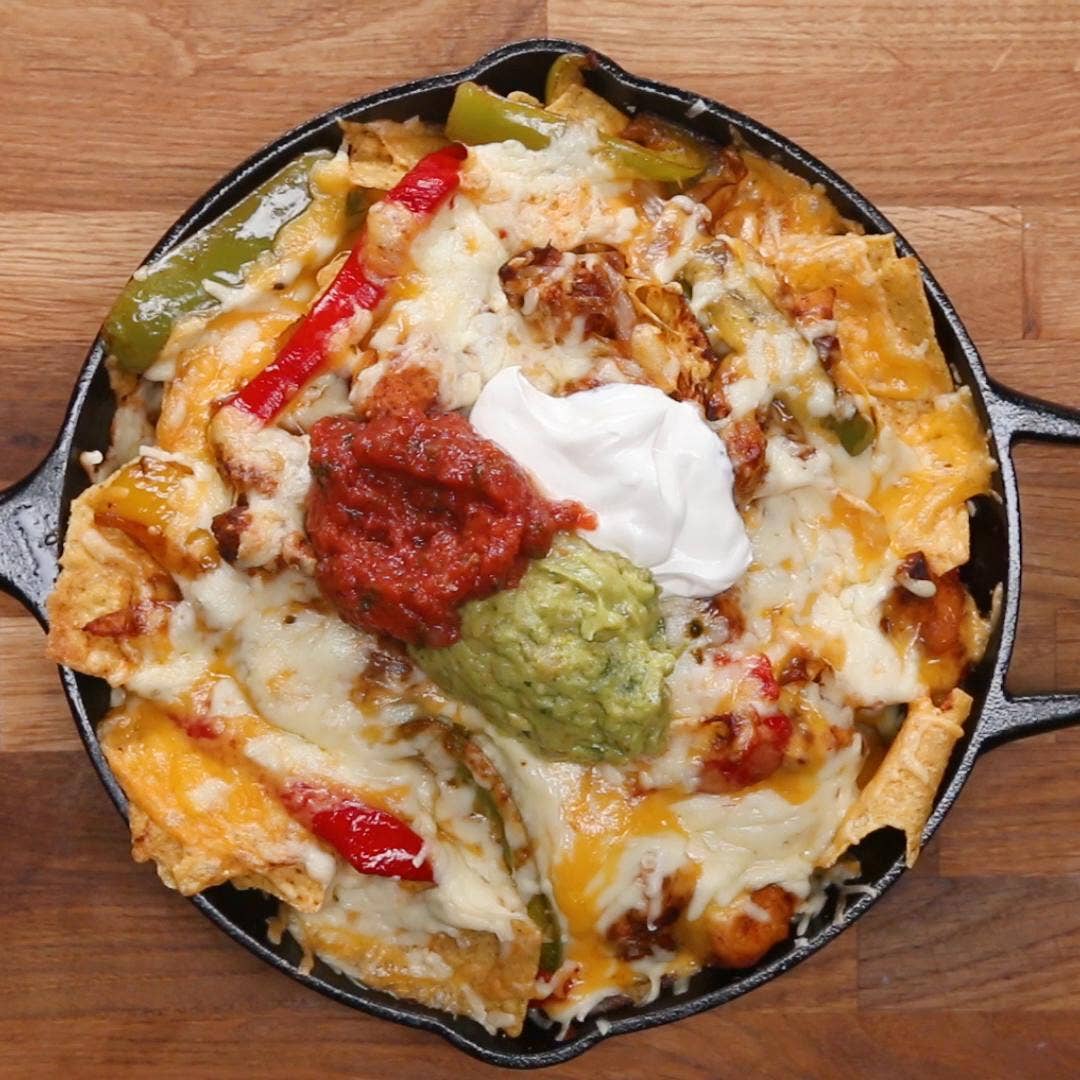 Loaded Chicken Fajita Nachos Recipe By Tasty