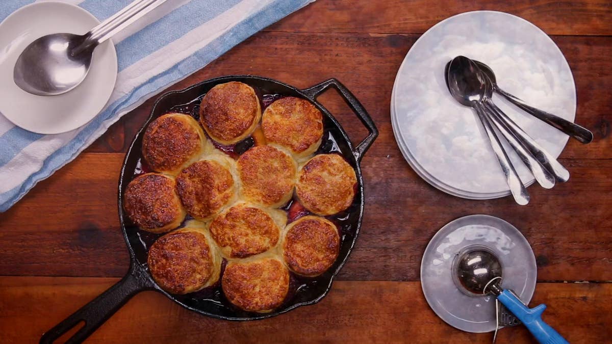 Grilled Peach And Blueberry Cobbler