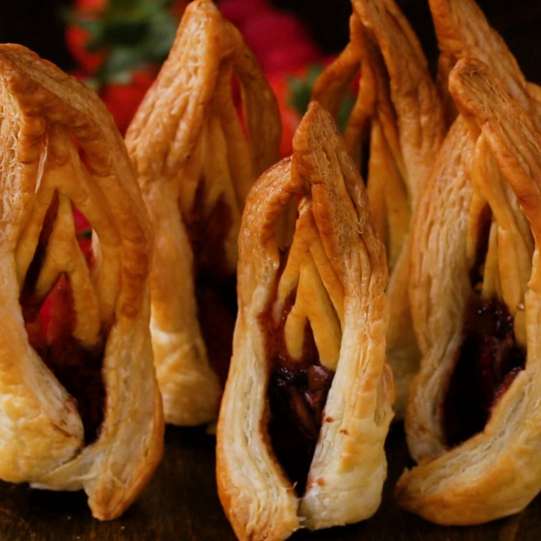 Chocolate Strawberry Puff Pastry Towers Recipe by Tasty_image