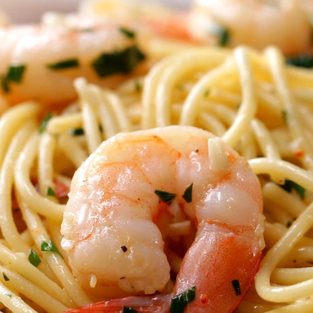 One-Pot Lemon Garlic Shrimp Pasta Recipe by Tasty