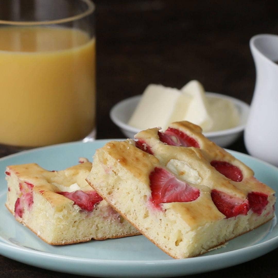 Strawberry Shortcake Sheet Pan Pancakes Recipe By Tasty