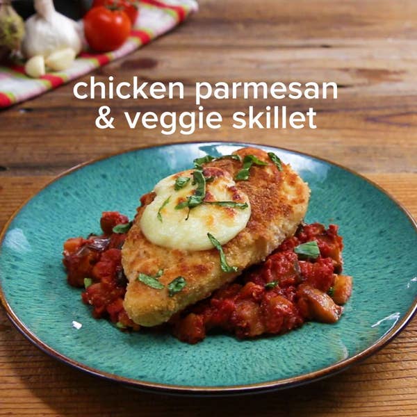 One-pan Chicken Parmesan and Veggie Skillet