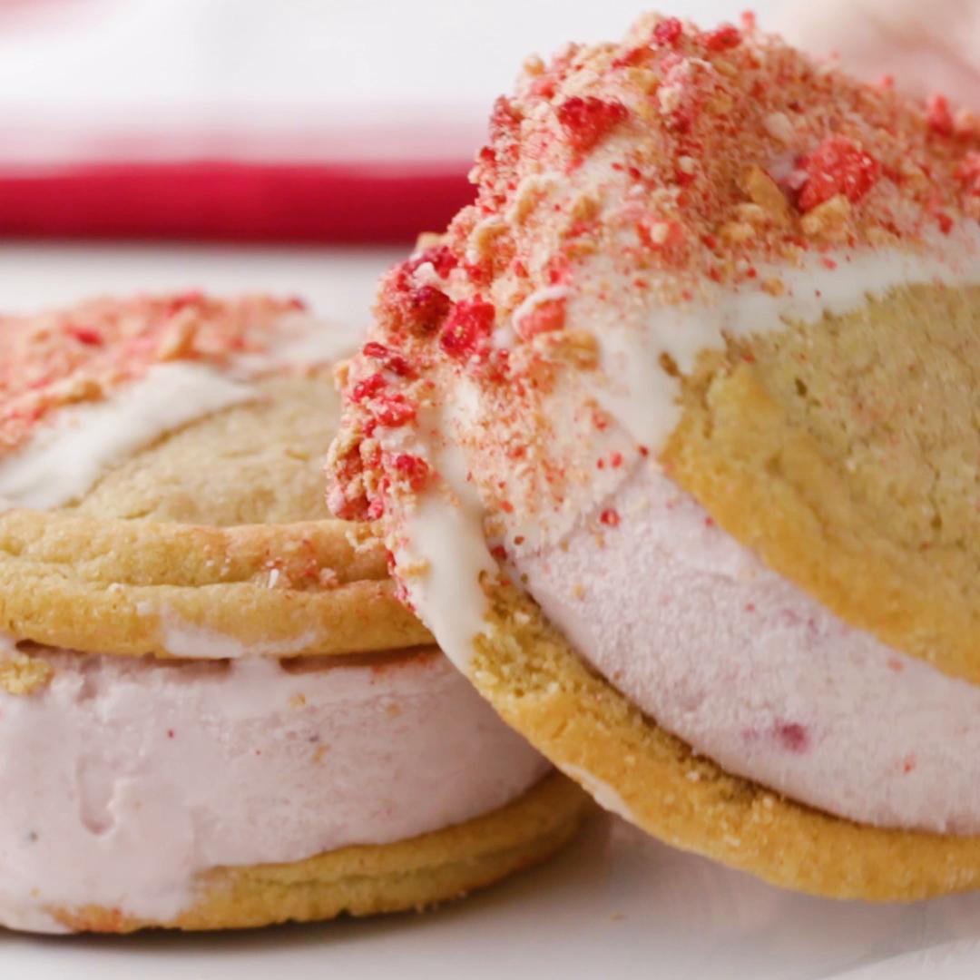 Strawberry Shortcake Ice Cream Sandwiches Recipe By Tasty