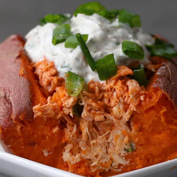 Buffalo Chicken-Stuffed Sweet Potato