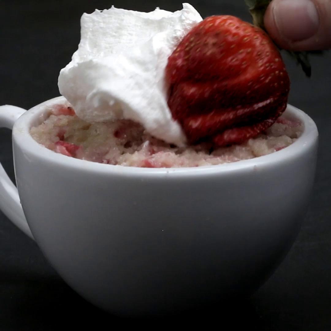 Strawberries & Cream Mug Cake Recipe by Tasty_image