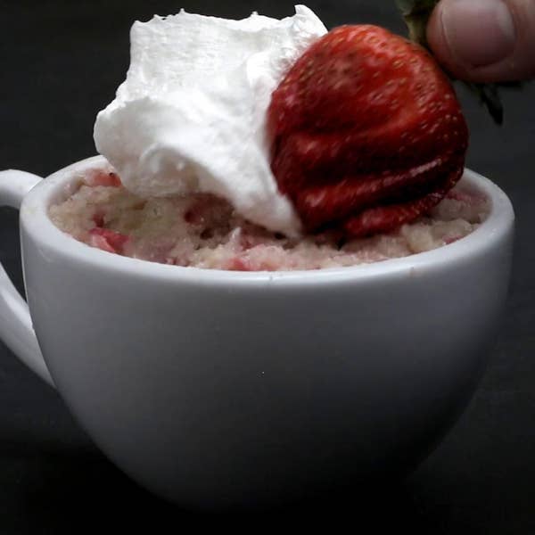 Strawberries & Cream Mug Cake