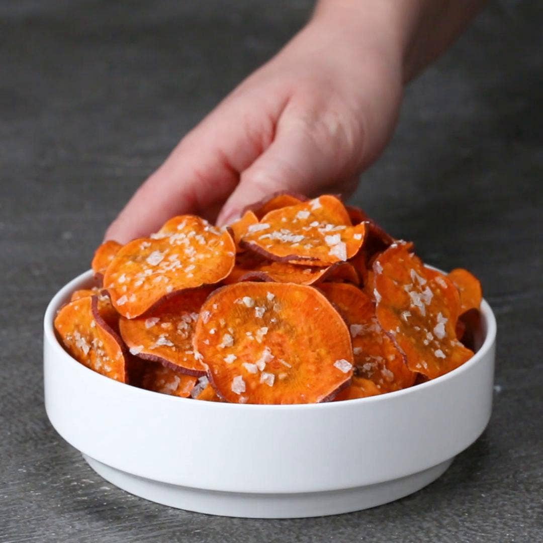 2 Minute Sweet Potato Chips Recipe By Tasty