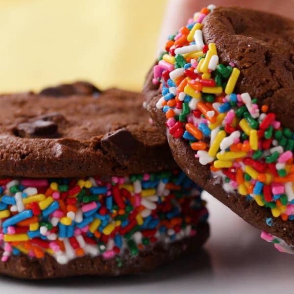 Chocolate Sprinkles Ice Cream Sandwiches
