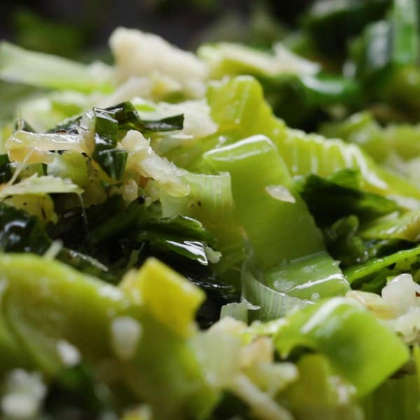 Broccoli & Cauliflower Stem And Leek Sauté