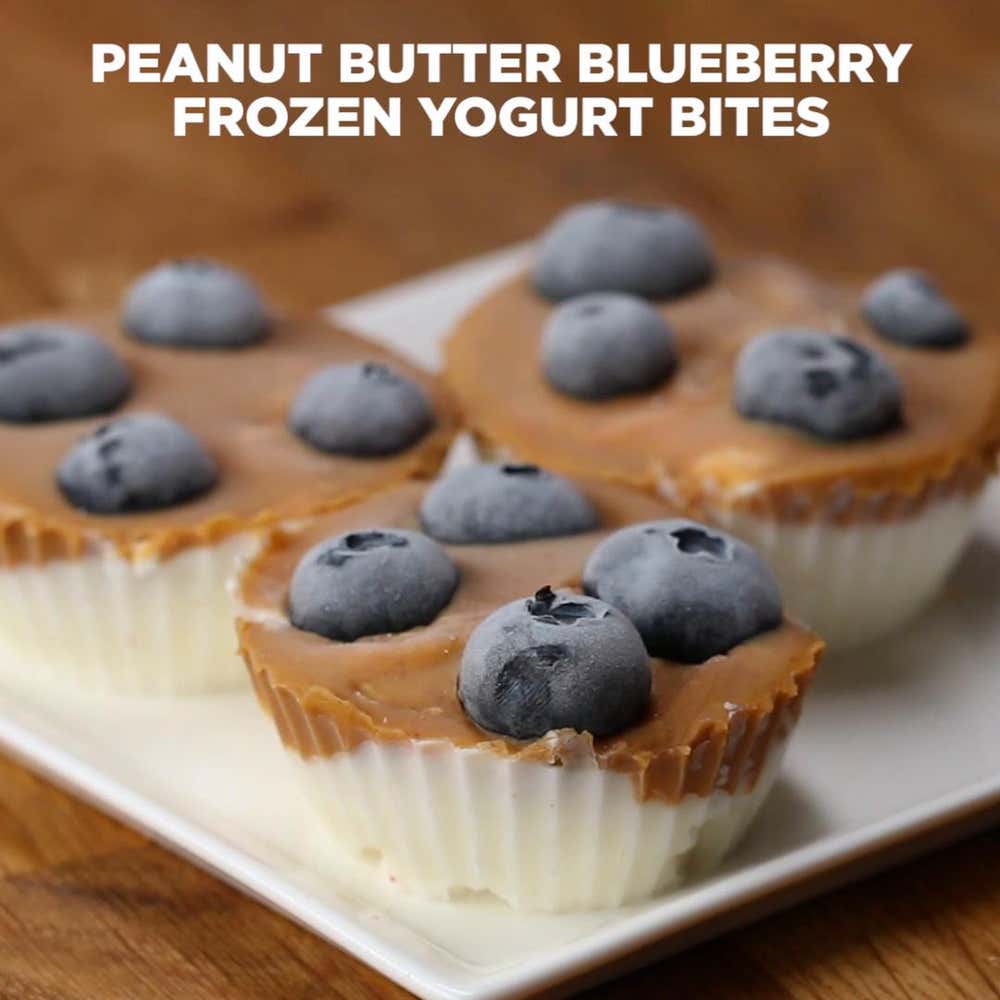 Peanut Butter Blueberry Frozen Yogurt Bites Recipe by Tasty