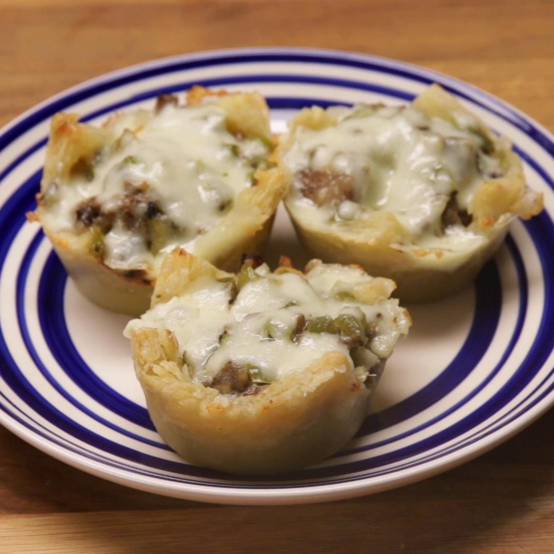 Philly Cheesesteak Bagel Cups Recipe by Tasty image