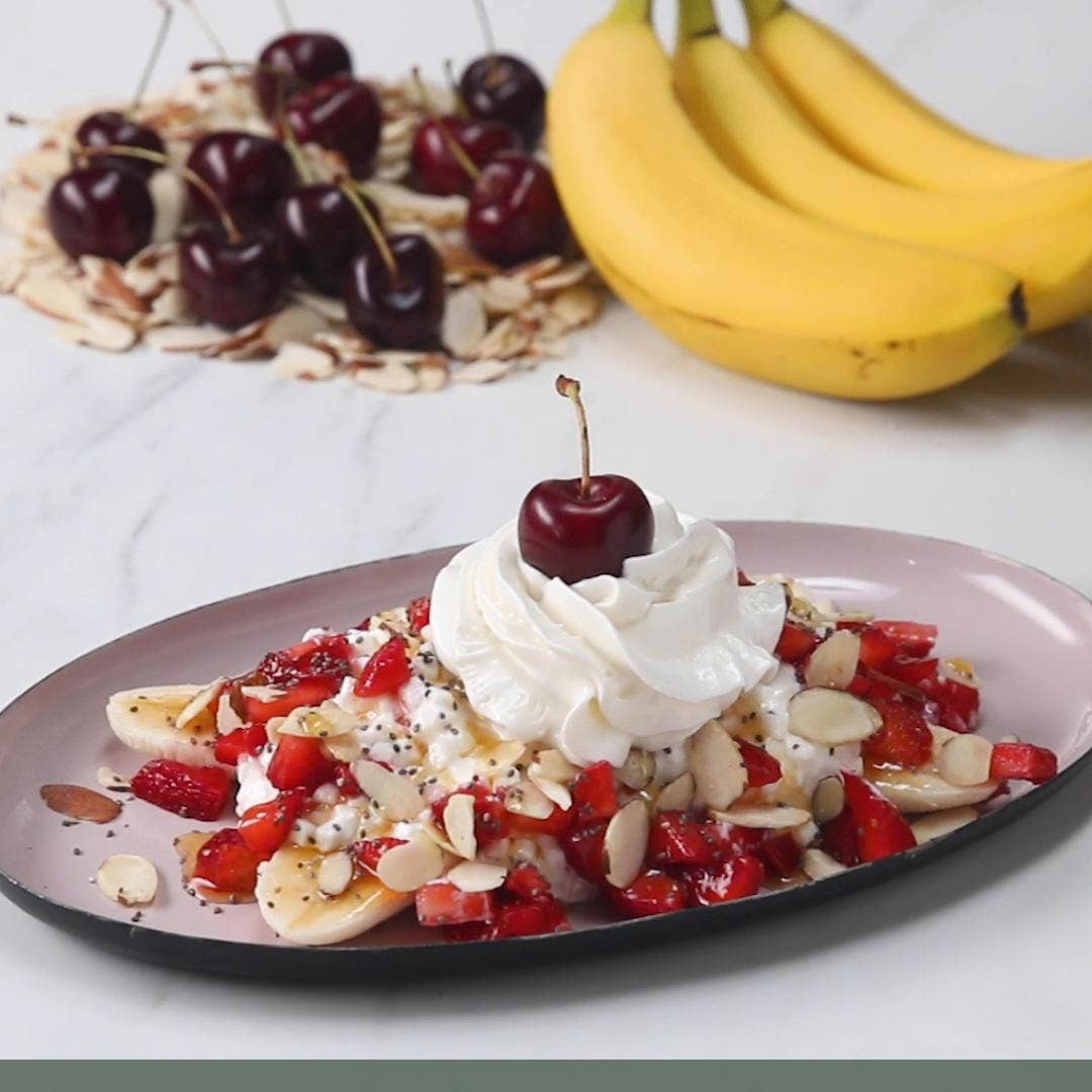Sweet And Savory Breakfast Banana Split Recipe By Tasty