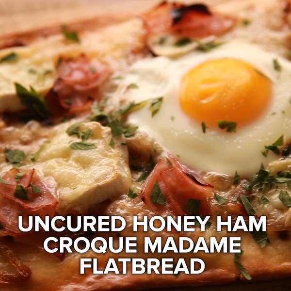 Uncured Honey Ham Croque Madame Flatbread
