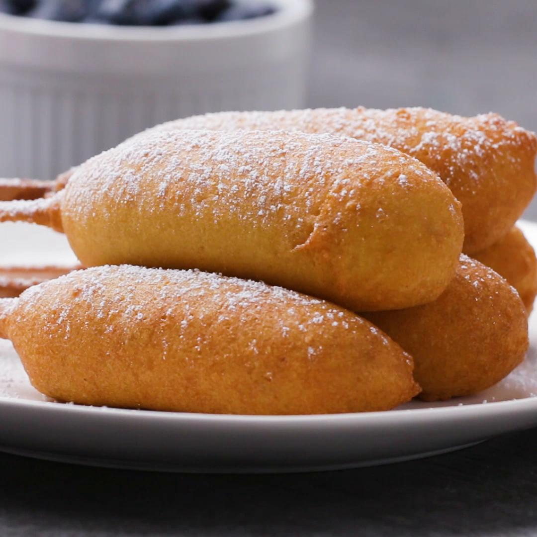 Corn dogs made 2025 with pancake batter