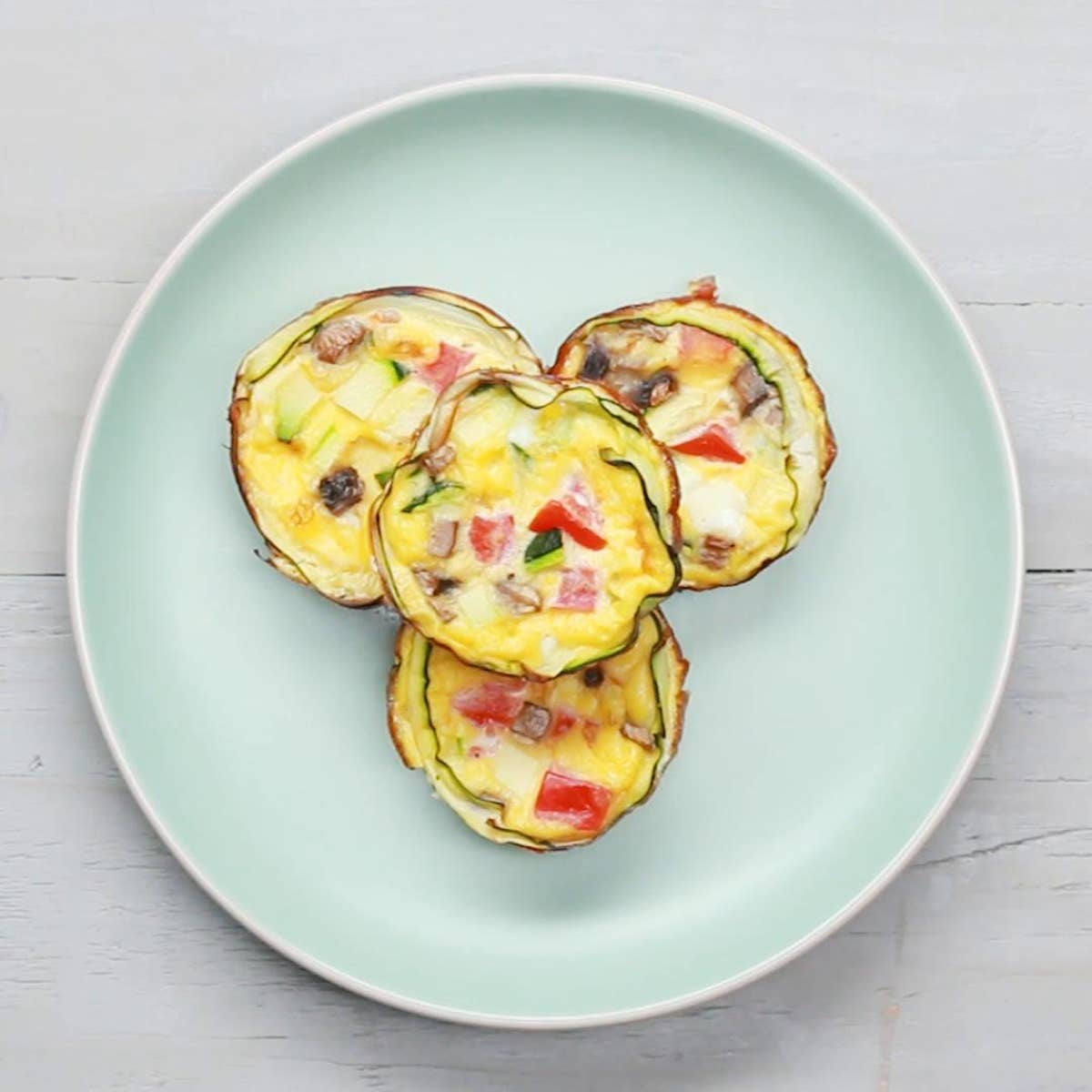 Tomato, Mushroom, And Zucchini Zucchini-Wrapped Quiche