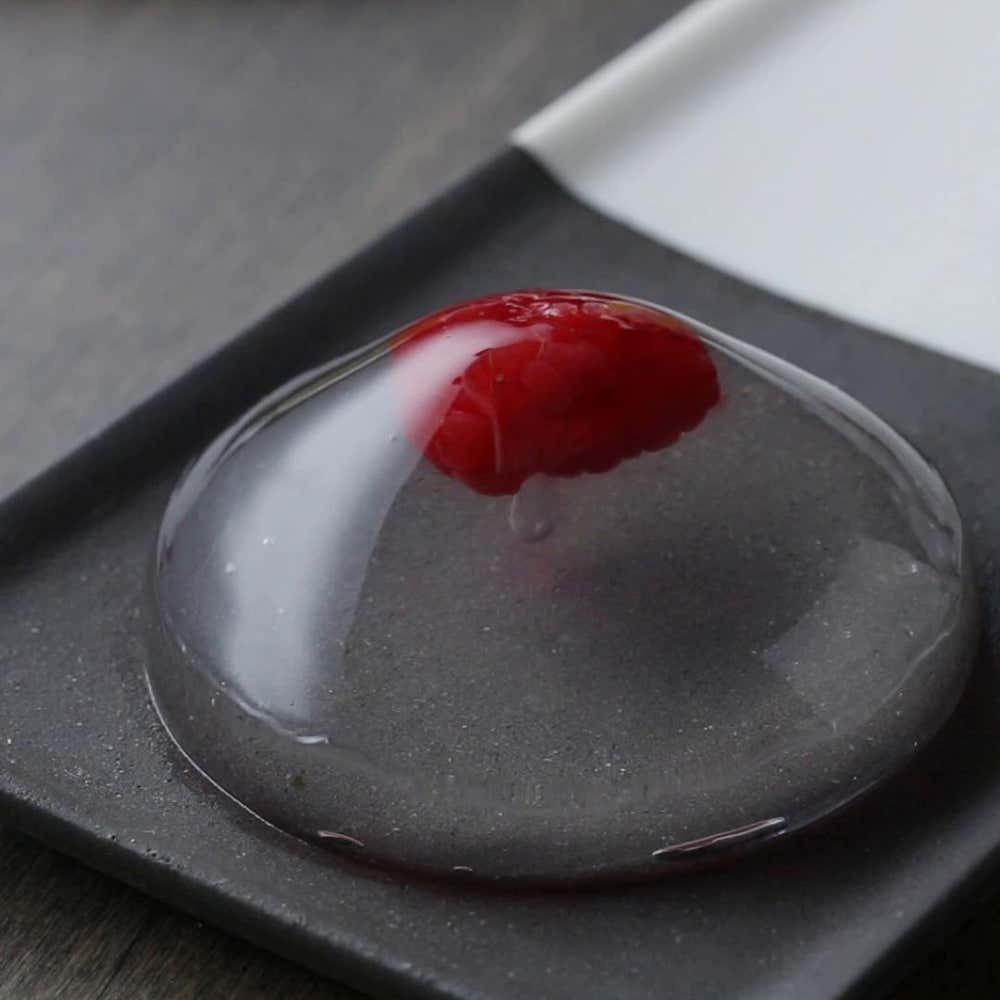 Raspberry Rain Drop Cake Recipe by Tasty