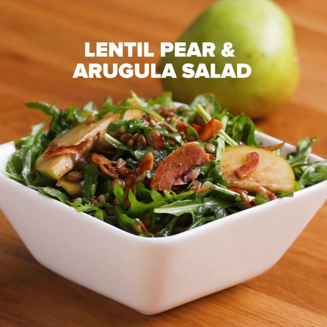 Lentil, Pear, And Arugula Salad Recipe by Tasty image