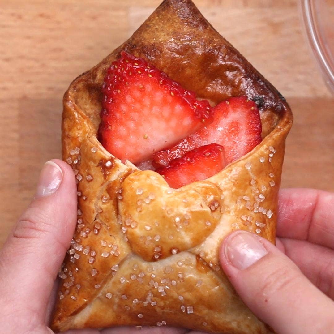 Strawberry Pastry Envelopes Recipe By Tasty