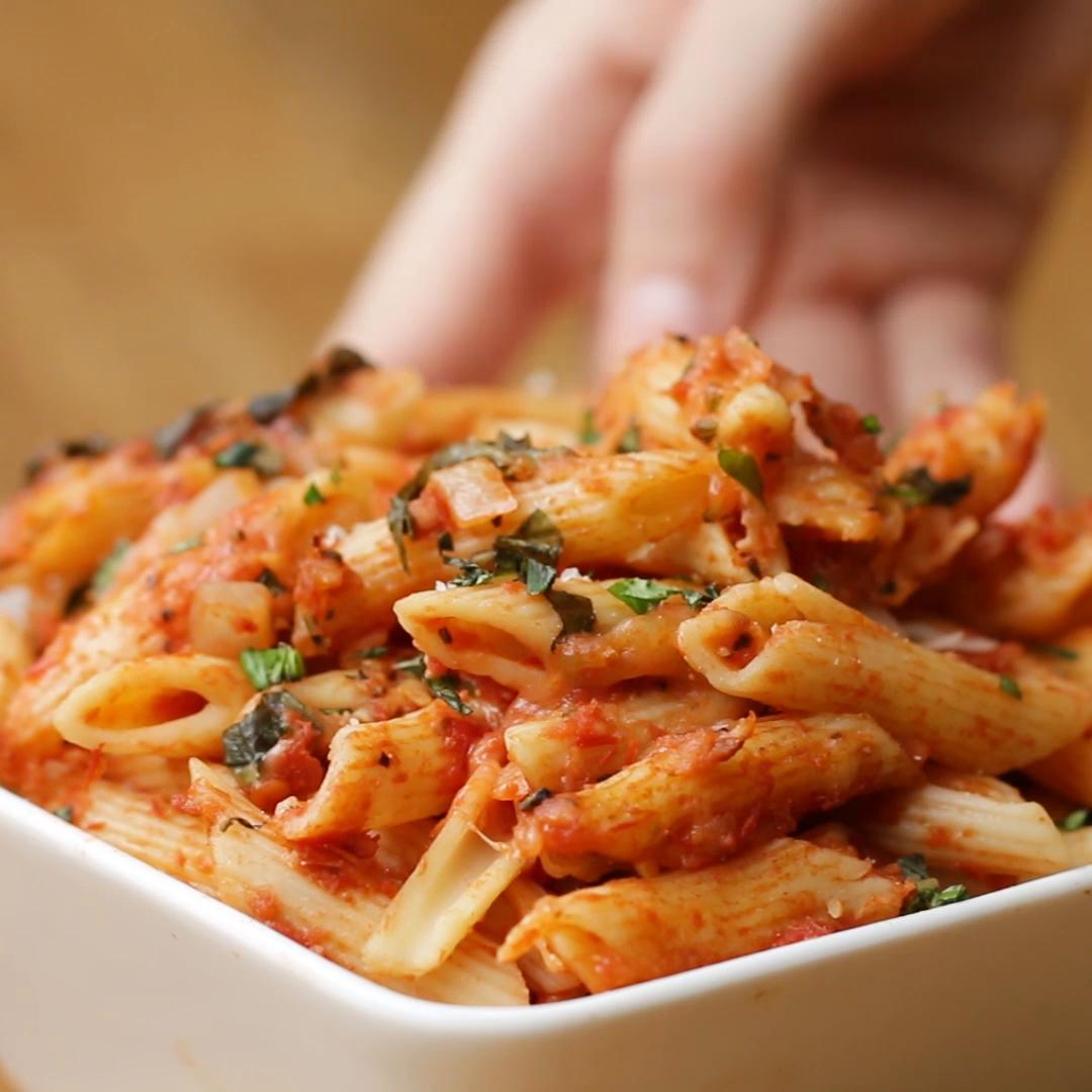 one-tray-caprese-pasta-recipe-by-tasty