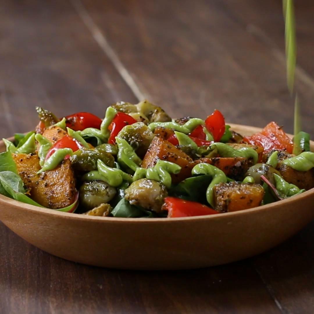 Roasted Veggie Salad With Avocado Dressing Recipe by Tasty image