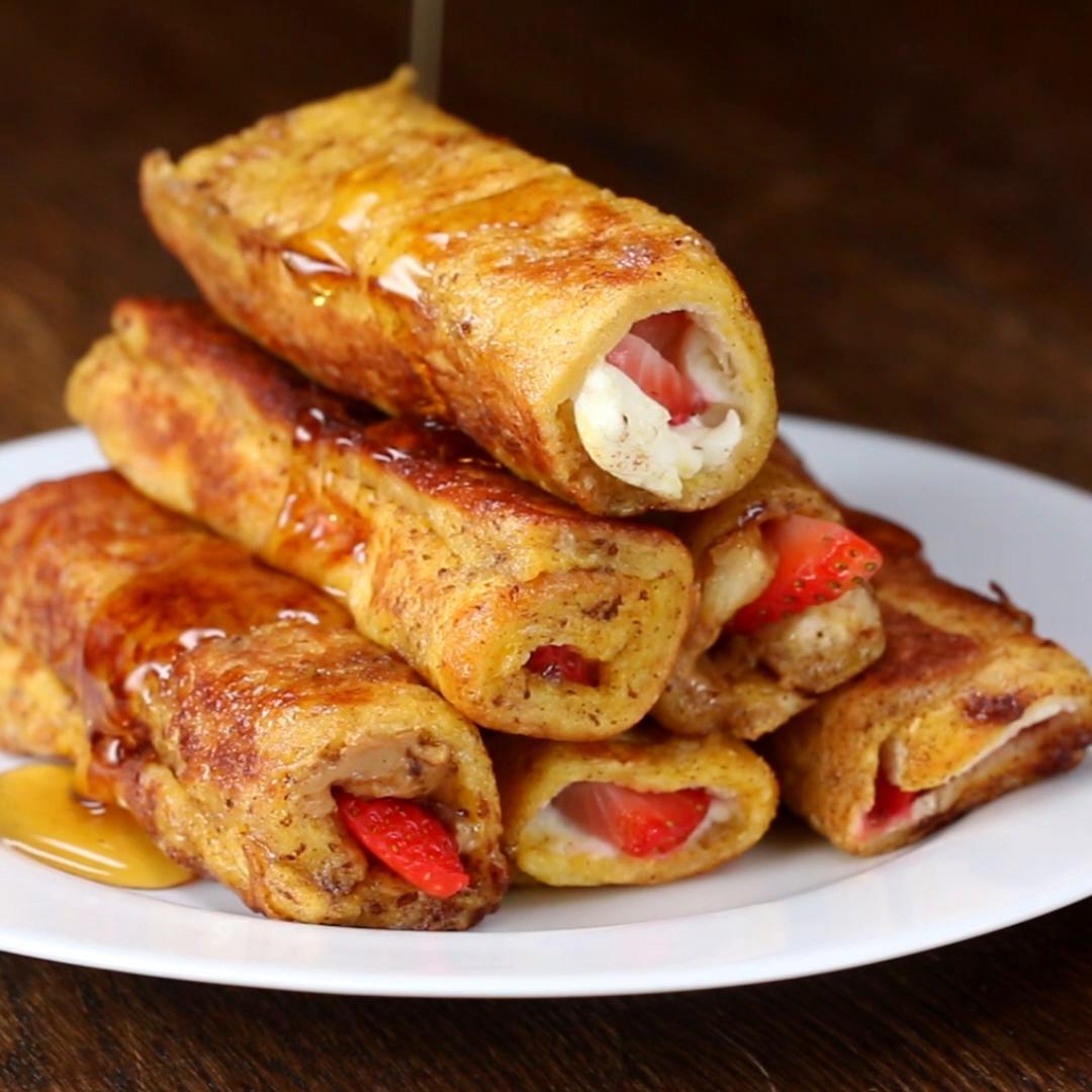 Strawberry Cream Cheese French Toast Roll Up Recipe By Tasty