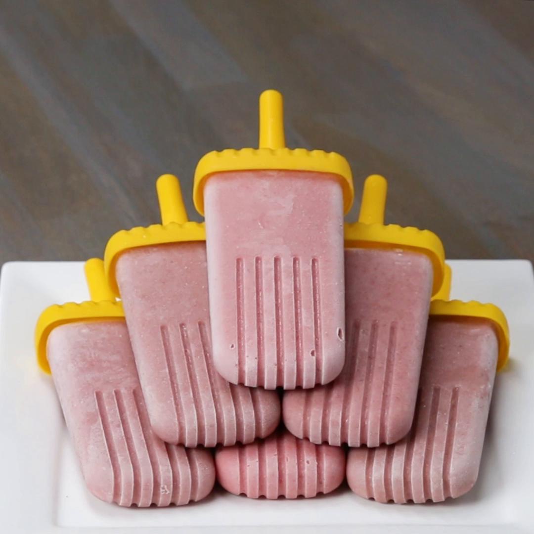 Strawberry Banana Coconut Popsicles Recipe by Tasty_image