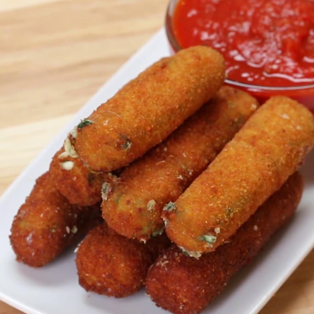 Spinach Dip Mozzarella Sticks Recipe by Tasty