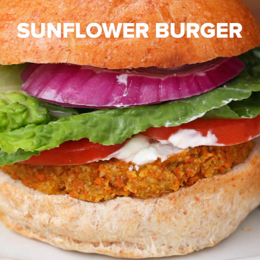 Sunflower Veggie Burgers Recipe by Tasty