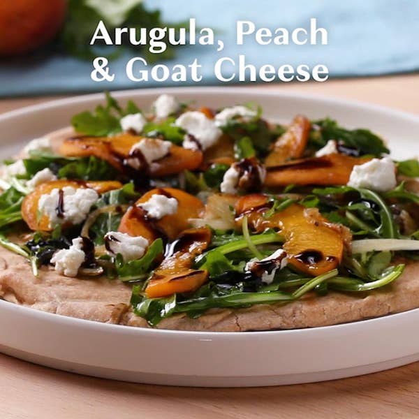 Arugula, Peach, And Goat Cheese Flatbread