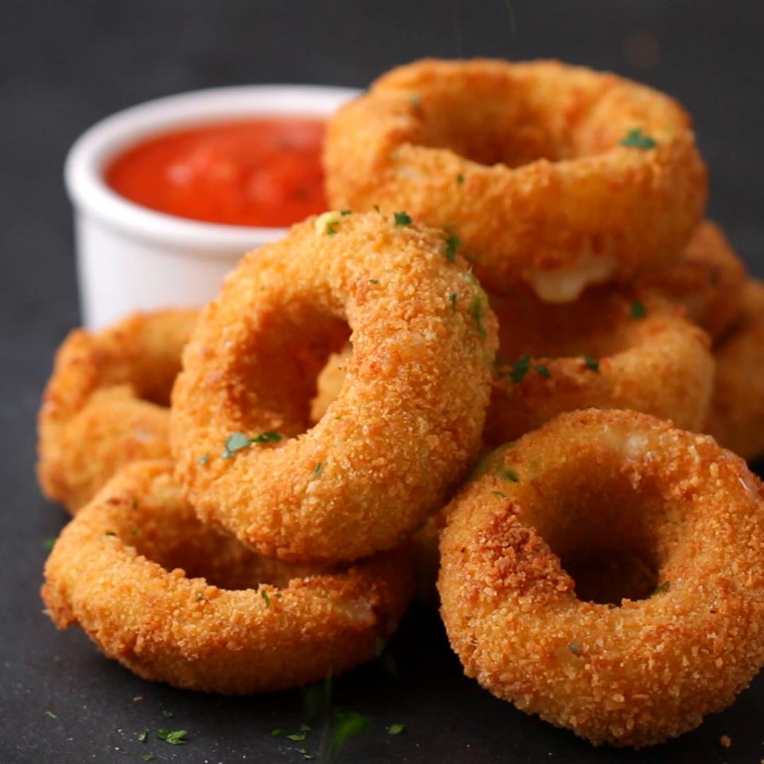 Mozzarella Stick Onion Rings Recipe By Tasty