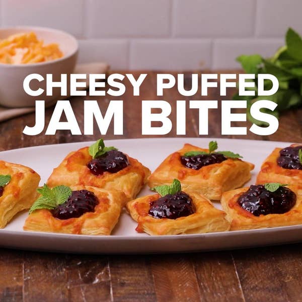 Cheesy Puffed Jam Bites