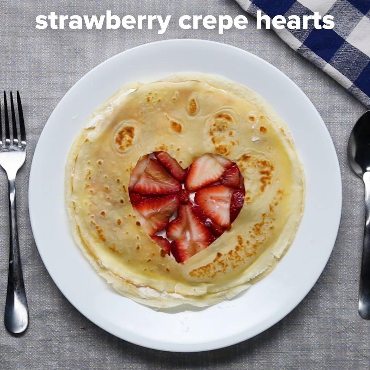 Strawberry Crepe Hearts Recipe by Tasty image