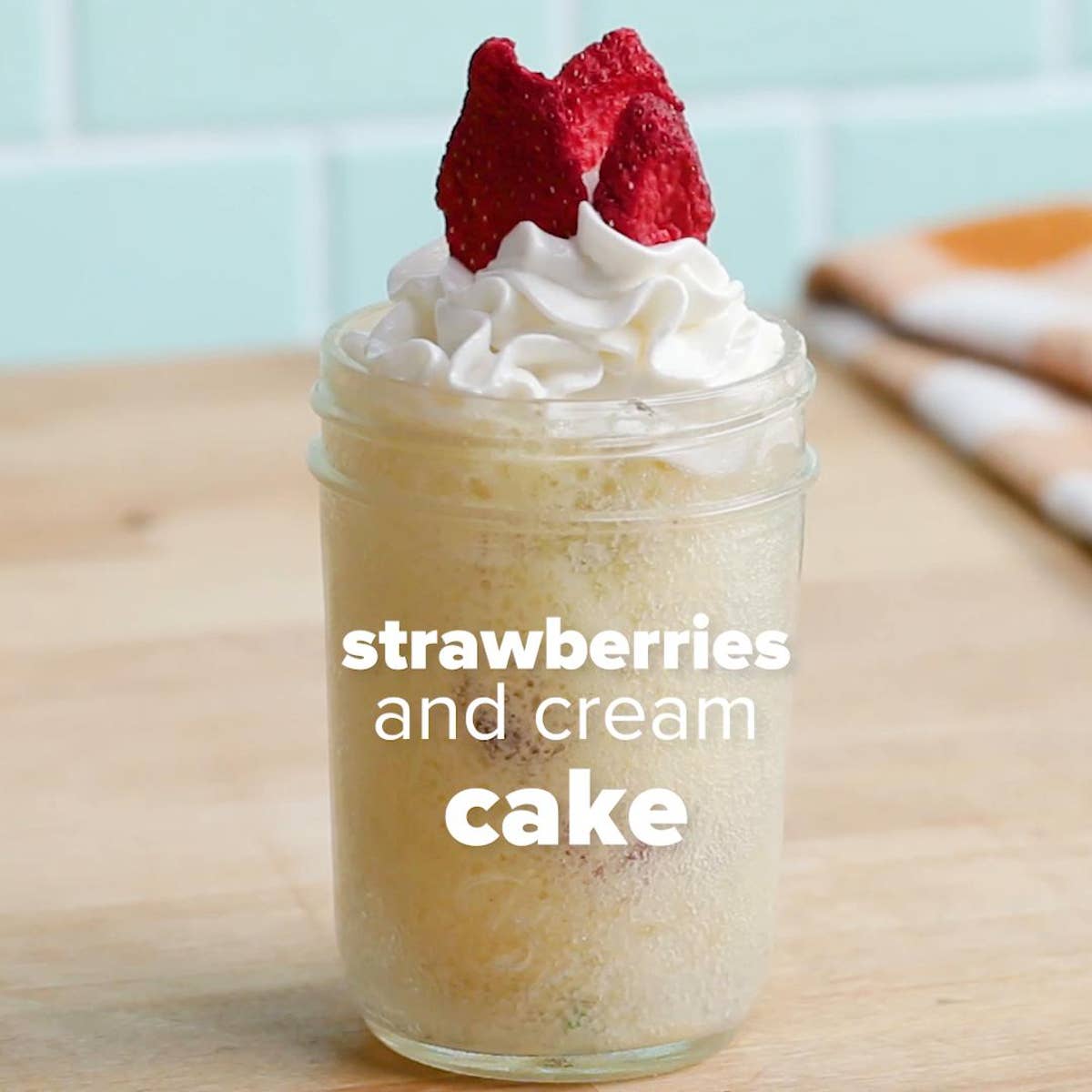 Strawberries And Cream Cake In A Jar