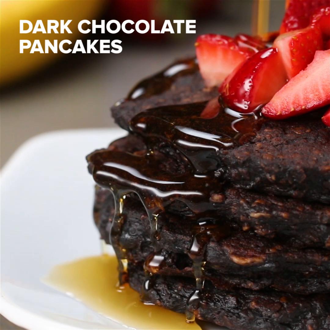 Healthy Dark Chocolate Pancakes Recipe by Tasty