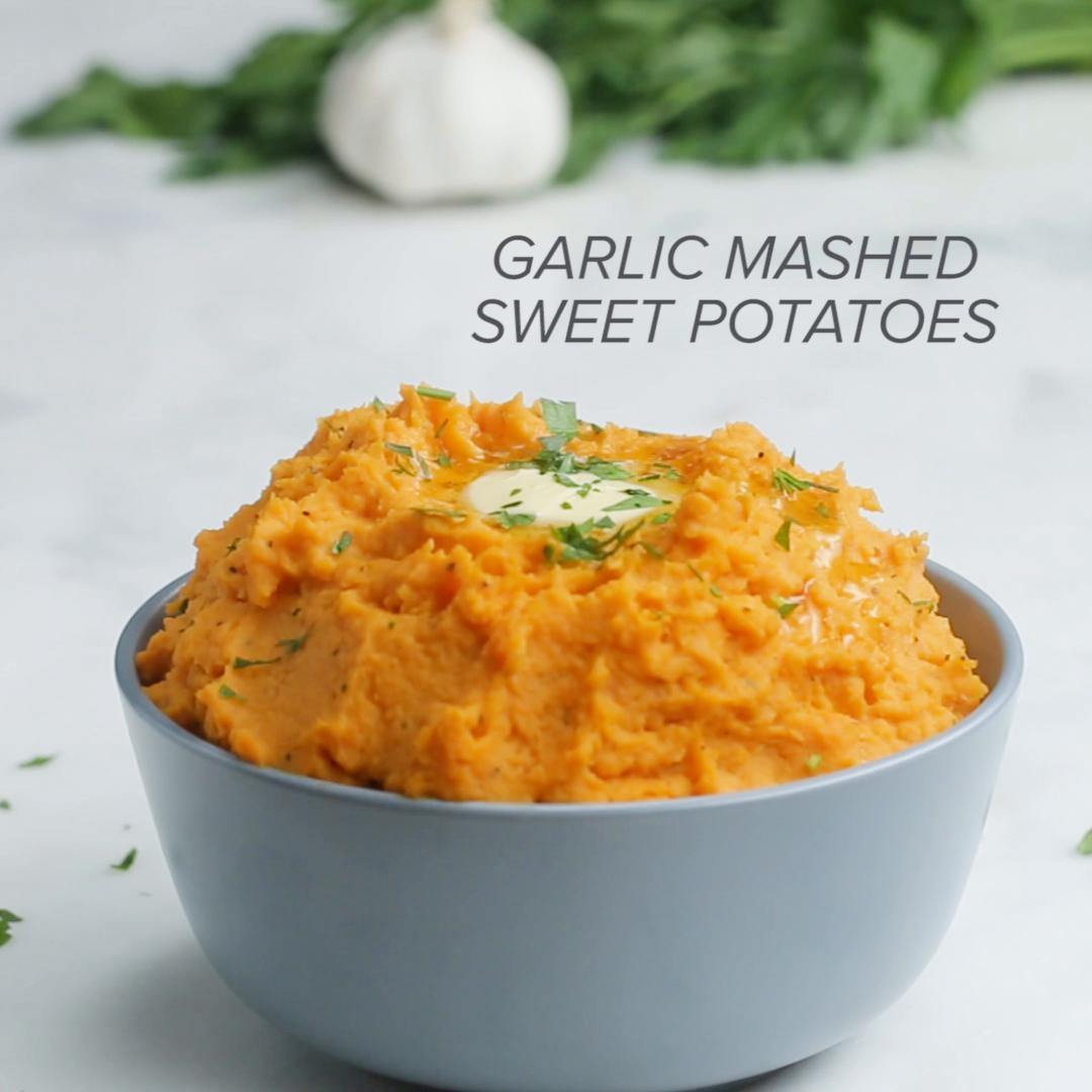 Garlic Mashed Sweet Potatoes Recipe by Tasty