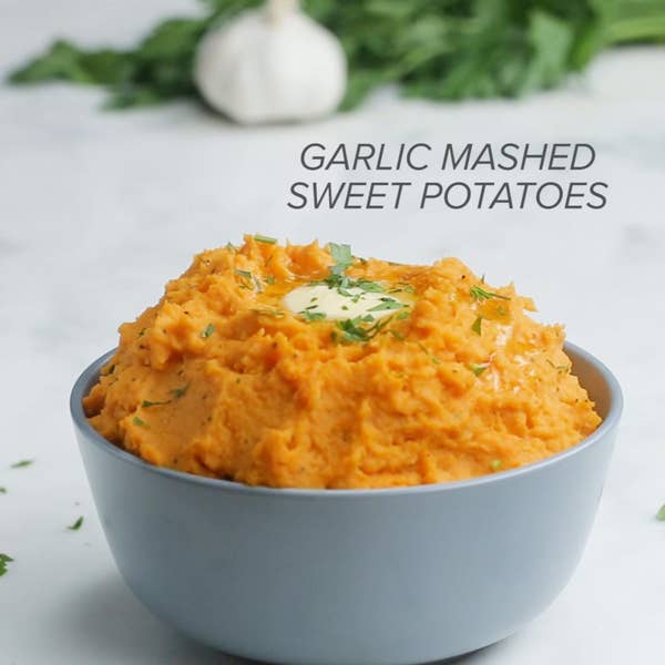 Garlic Mashed Sweet Potatoes